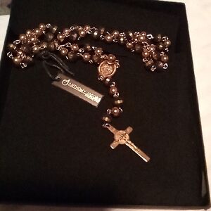 Anthony Jacob Rosary Necklace in Rose Gold-Tone